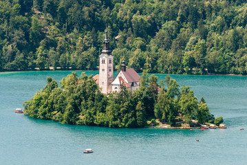 Fototapeta premium Bled Island on Lake Bled in Slovenia