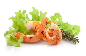 Roasted shrimps with green