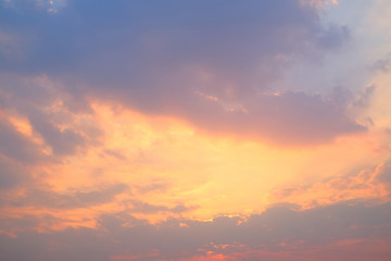 Beautiful sunset with clouds on the swamp in the park