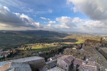 Naklejka premium Panorama of Montepulciano seen from above