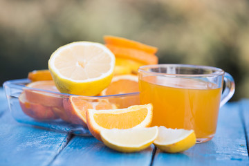 Fototapeta na wymiar Fresh orange juice for breakfast
