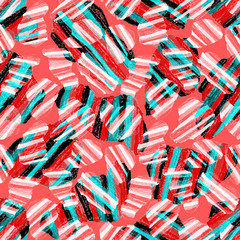 Creative seamless pattern with beautiful bright abstract striped spots. Colorful texture for any kind of a design. Graphic abstract background. Contemporary art. Trendy modern style.