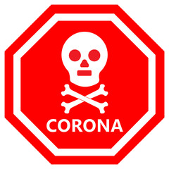 Corona virus danger sign. Alerts and warnings.
