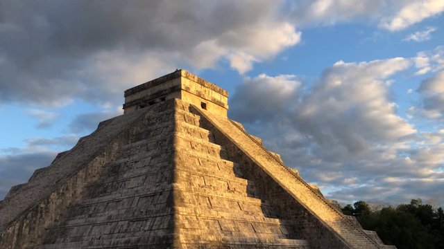 Mexico: Mayan Pyramid Kukulcan Temple in Silhouette, Chichen Itza