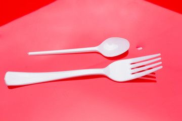 white and plastic food cutlery