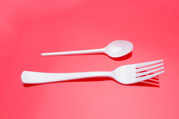 white and plastic food cutlery