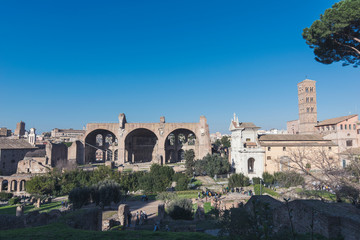Details of the ruins of the Roman forum in Rome