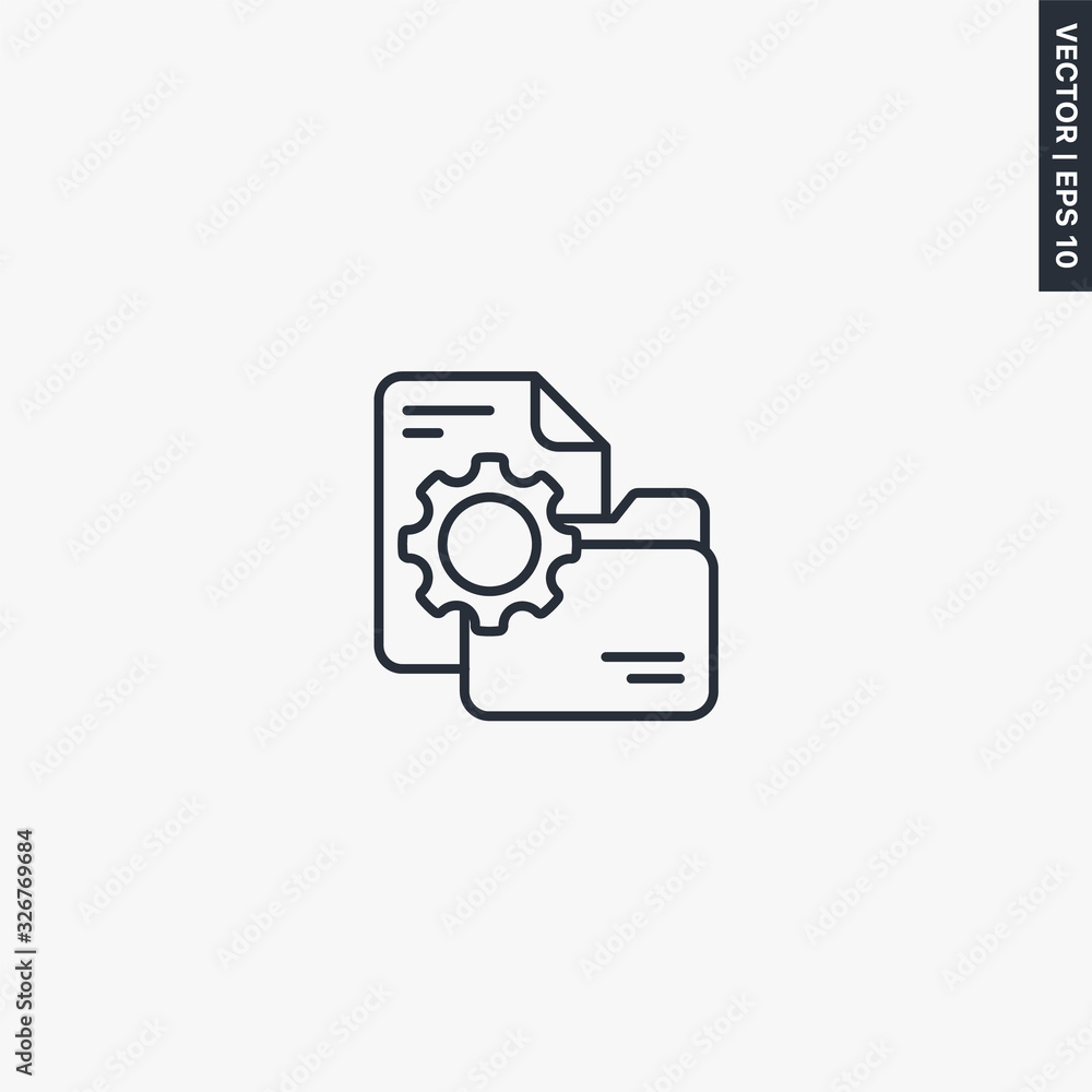 Poster administrative settings, linear style sign for mobile concept and web design
