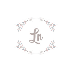 Minimalist logo initial lr with leaf element vector eps 10
