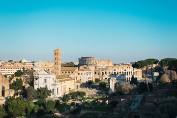 Fototapeta na wymiar Details of the ruins of the Roman forum in Rome