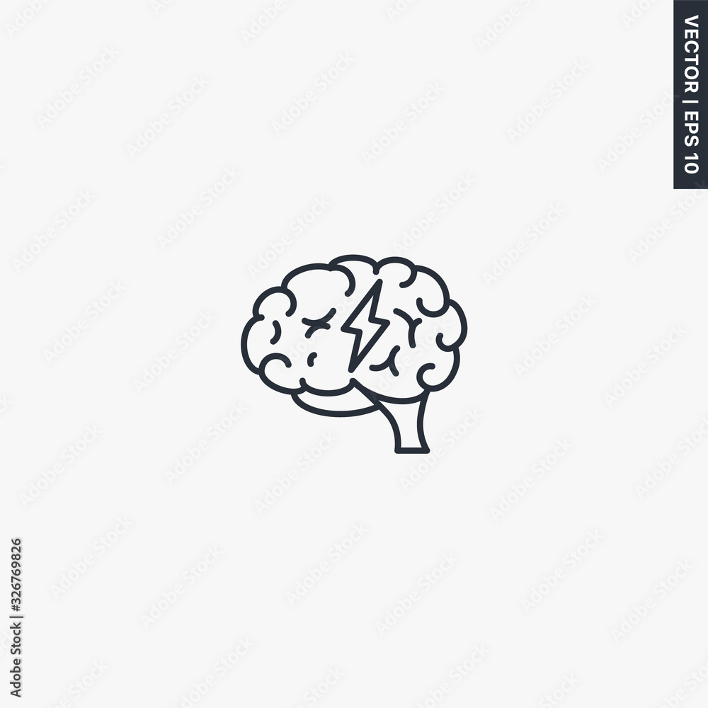 Poster brain power, linear style sign for mobile concept and web design