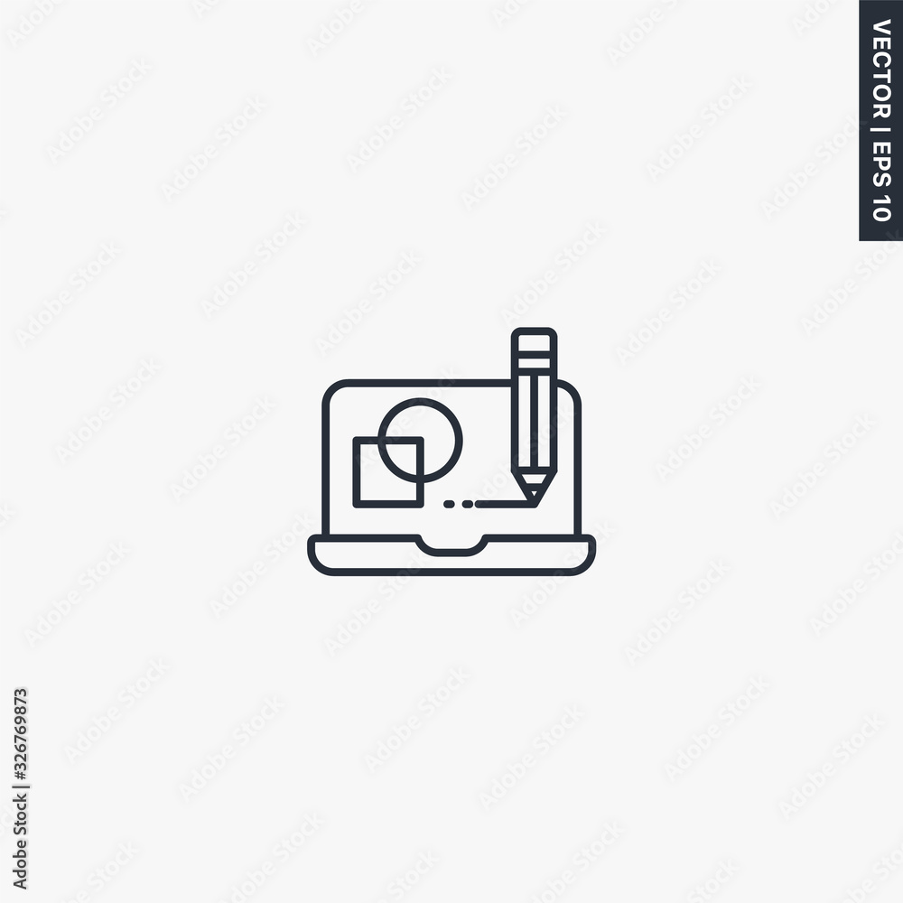 Poster build up, linear style sign for mobile concept and web design