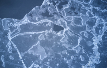 Pieces of ice on lake surface