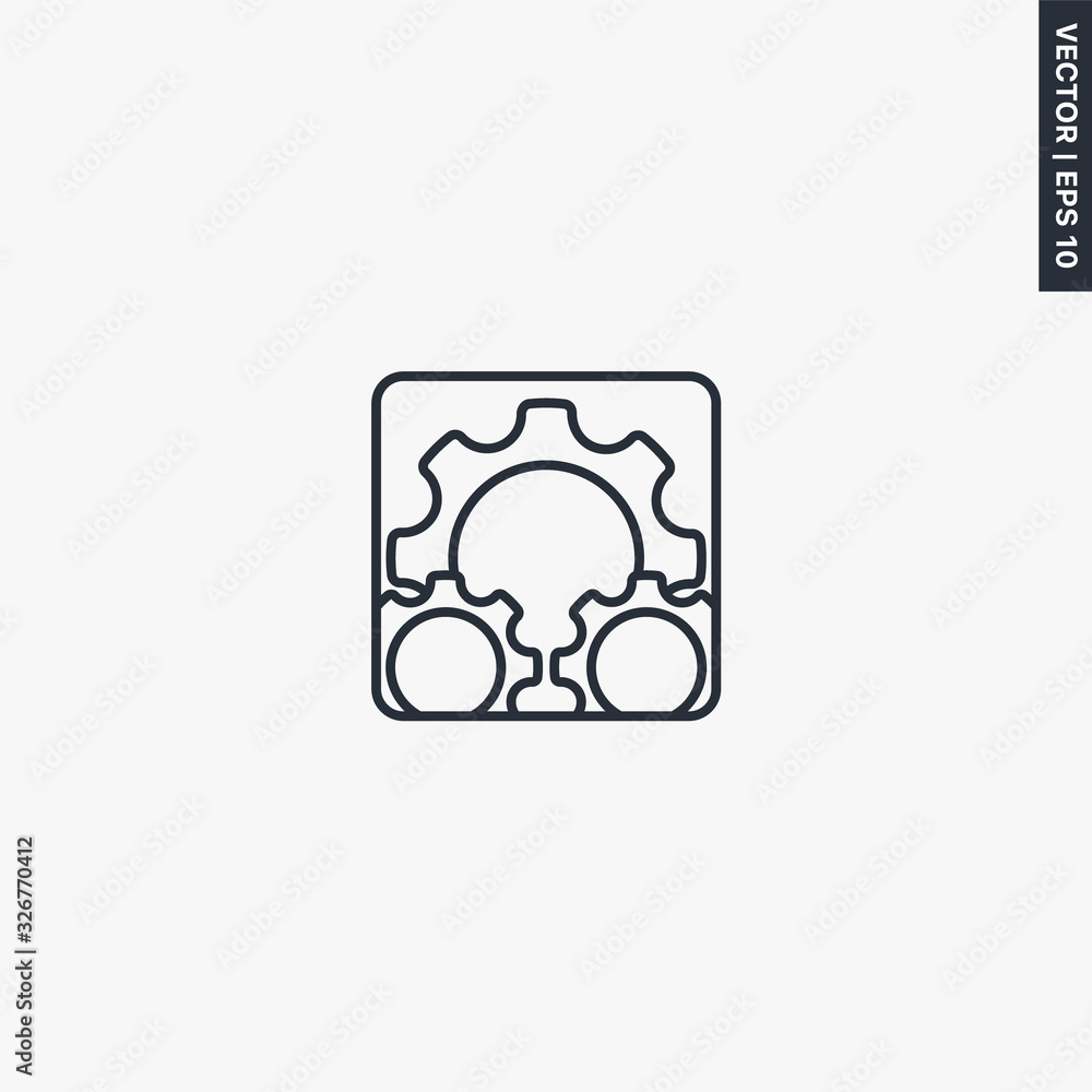 Aufkleber clockwork, linear style sign for mobile concept and web design
