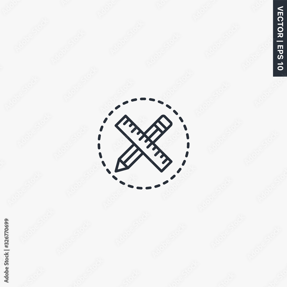 Poster design, linear style sign for mobile concept and web design