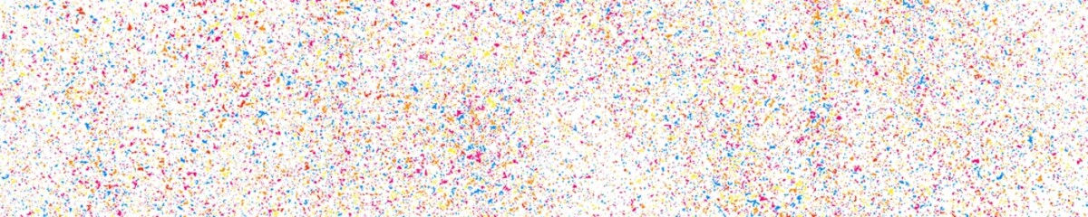 Abstract Explosion of Confetti. Colorful Grainy Texture Isolated on White Panoramic Background. Colored Stains and Blots. Wide Horizontal Long Banner For Site. Illustration, EPS 10.  