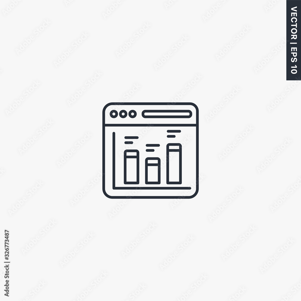 Poster seo graph, linear style sign for mobile concept and web design