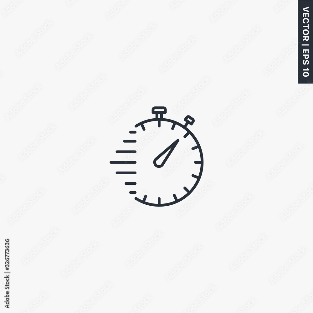 Poster stopwatch, linear style sign for mobile concept and web design