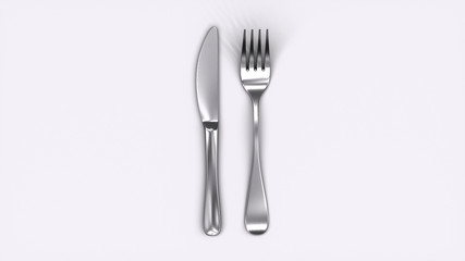 Knife and fork isolated on white background