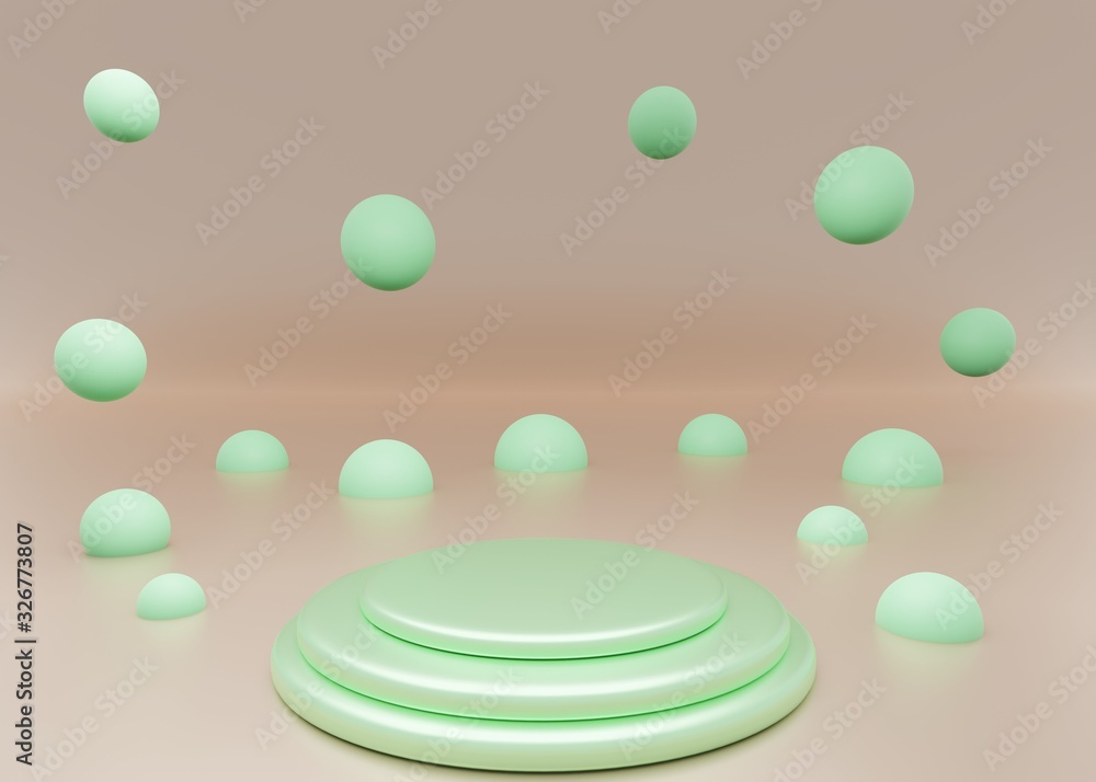Aufkleber green abstract background with podium and sphere. backdrop design for product promotion. 3d renderin