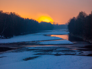sunrise over river Lech