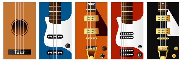Vector guitar wallpaper set. To see the other vector guitar illustrations , please check Guitars collection. - obrazy, fototapety, plakaty