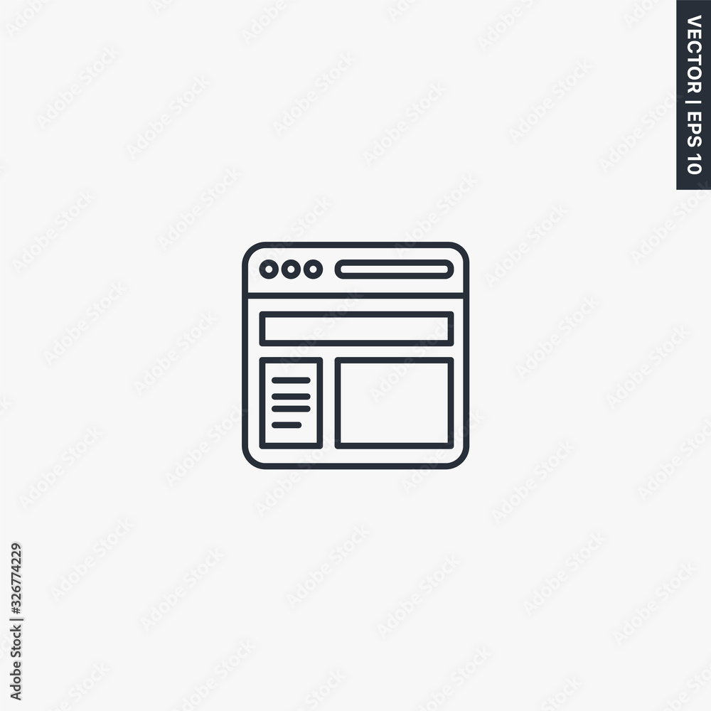 Poster web page, linear style sign for mobile concept and web design
