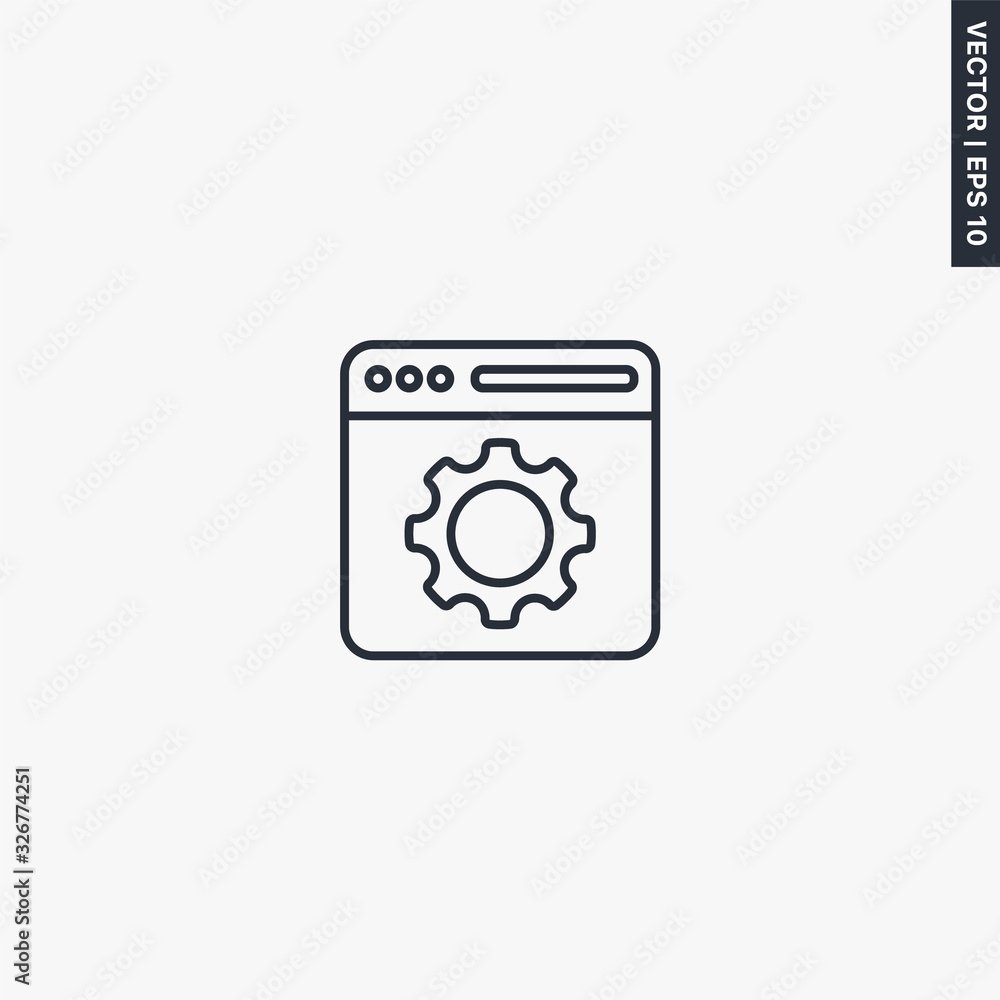 Poster web page settings, linear style sign for mobile concept and web design