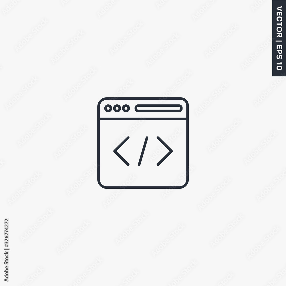 Poster web site development, linear style sign for mobile concept and web design