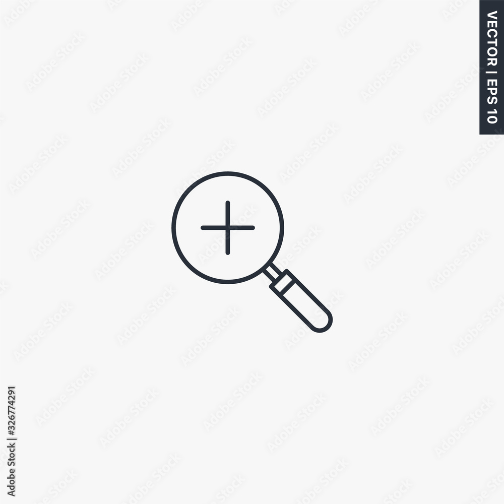 Poster zoom in, linear style sign for mobile concept and web design