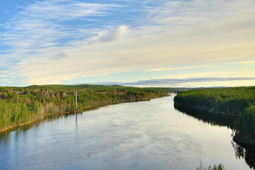 View over Skellefte river in Lapland, Sweden