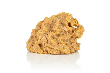 One whole homemade brown coconut biscuit with chocolate isolated on white background