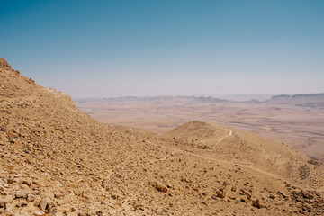 Fototapeta na wymiar Israel desert scene at Mitzpe Ramon, Ramon crater in the Negev Desert