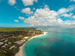 Fototapeta na wymiar aerial view of the coastal area in Zanzibar, Tanzania