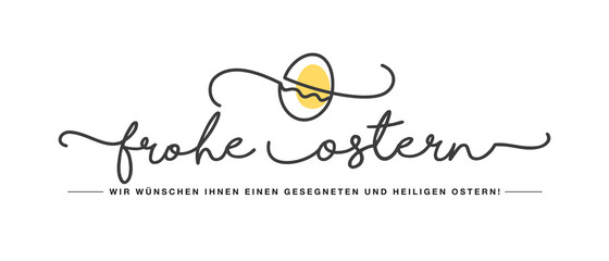 Happy Easter German language handwritten typography lettering text line design color egg white greeting card