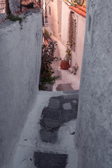 Architectural details from the narrow streets of Plaka, a traditional neighborhood in Athens, on the slopes of Acropolis, Greece