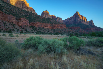 the watchman from parus trail in zion national park, usa