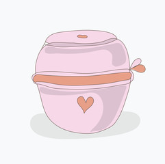 Stock Vector  illustration - Cute care cosmetics, lips balsam. Cosmetic vial, flask, in pastel colors on isolate milky grey background