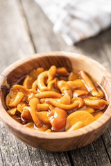 Pickled mushrooms. Marinated mushrooms.