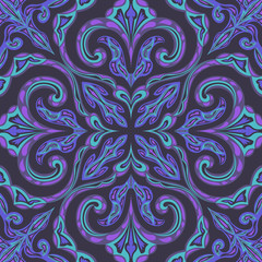 contemporary violet and pink floral pattern on dark grey purple