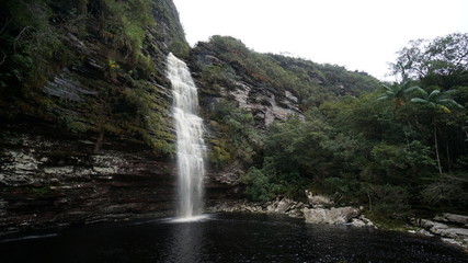 Fototapeta na wymiar Waterfall in a tropical forest in Chapada Diamantina, State of Bahia, Brazil.