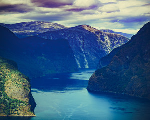 Fjord landscape Aurlandsfjord in Norway