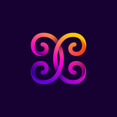 Obraz premium X letter neon light logo.