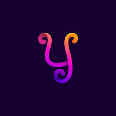 Obraz premium Number four neon light logo.