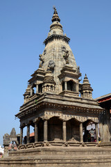 Fototapeta na wymiar Attractions of Nepal. Hindu temple Vatsala Devi (Durga). Durbar Square, Bhaktapur, Nepal.
