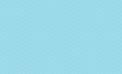 Seamless asian vector wave pattern. Repeating clouds of sky chinese texture. White blue line art illustration. Vintage japanese geometric shape background