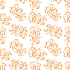Seamless pattern flowers of a fabric or surface , with decorative floral elements
