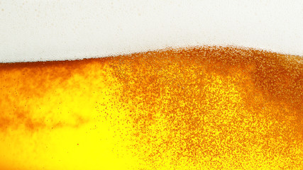 Detail of beer drink with foam head