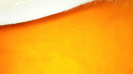Detail of beer drink with foam head