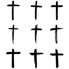 Christian cross. collection of signs of the cross. Easter, symbol of Christianity hand drawn vector illustration sketch